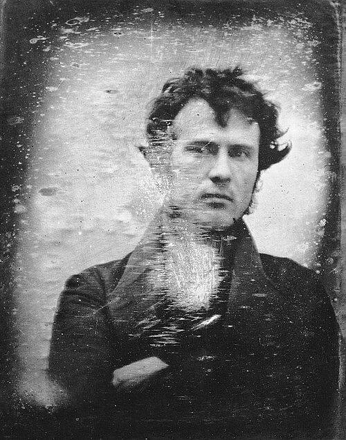 1839 Self-portrait by Robert Cornelius (cropped) | photo source – wikimedia commons