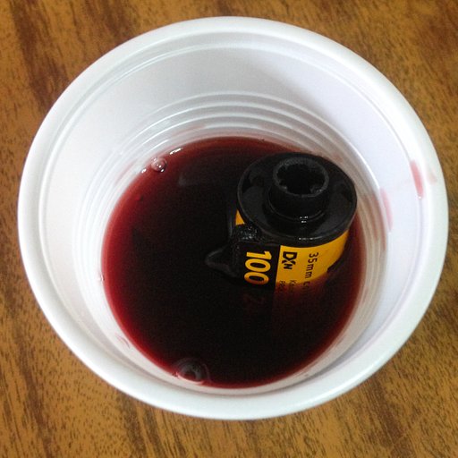 Film Experiments: A Roll of Film Soaked in Red Wine