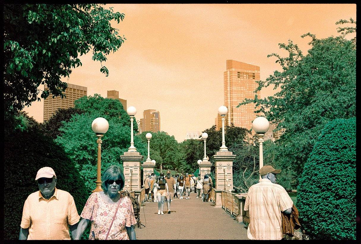 波士顿公园（Boston Common） 被认为是美国最古老的公园，在美国独立战争期间曾是殖民地民兵的集结地。踏入这片历史之地，看看纪念碑、野餐，当然也别忘带上你的胶片相机。我们推荐使用 LomoChrome Turquoise XR 100-400 绿松石胶卷来拍摄，让公园里那种鲜亮的绿色更加出彩。(Photo by toadsfotos )