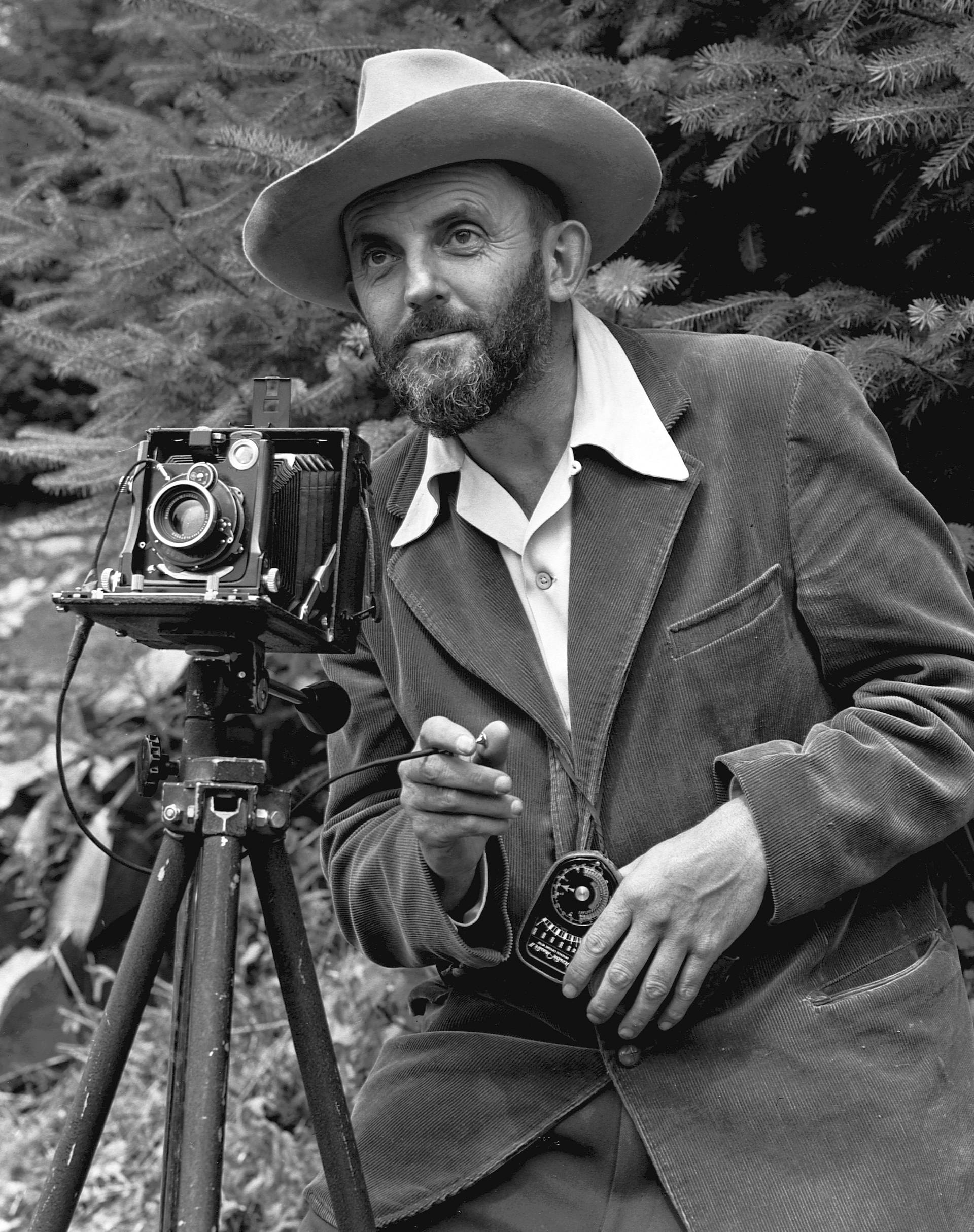 Ansel Adams and camera | photo source – wikimedia commons